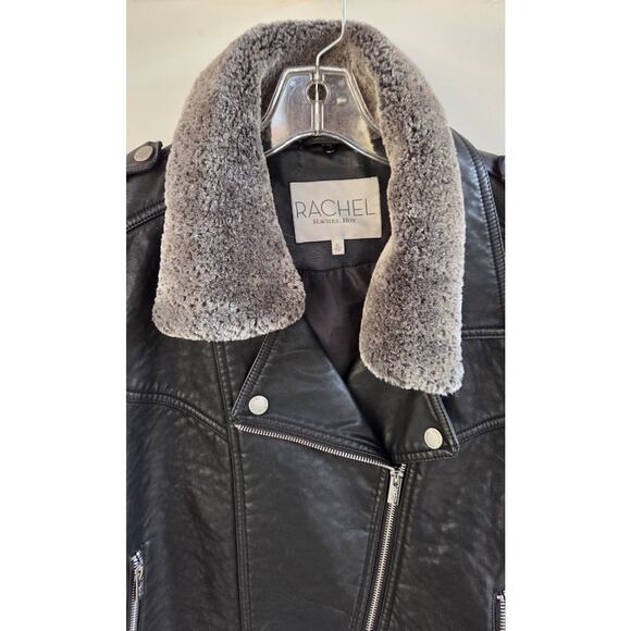 Rachel Roy Faux Leather Moto Jacket XL w/ Removable Fur Collar - Picture 16 of 16